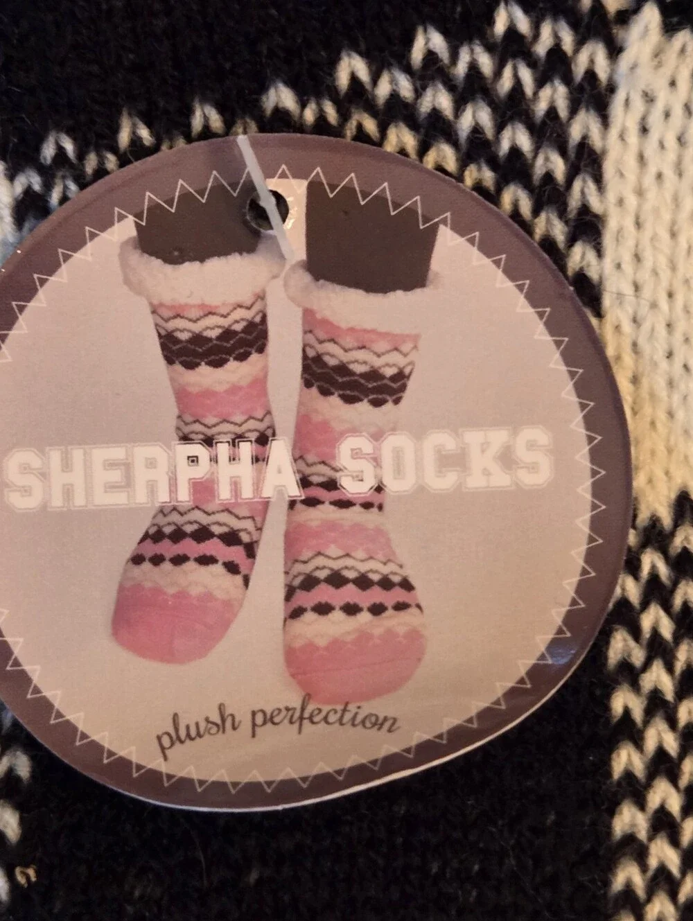 New Nollia Plush Sherpa Slipper Socks Buffalo Plaid Black White